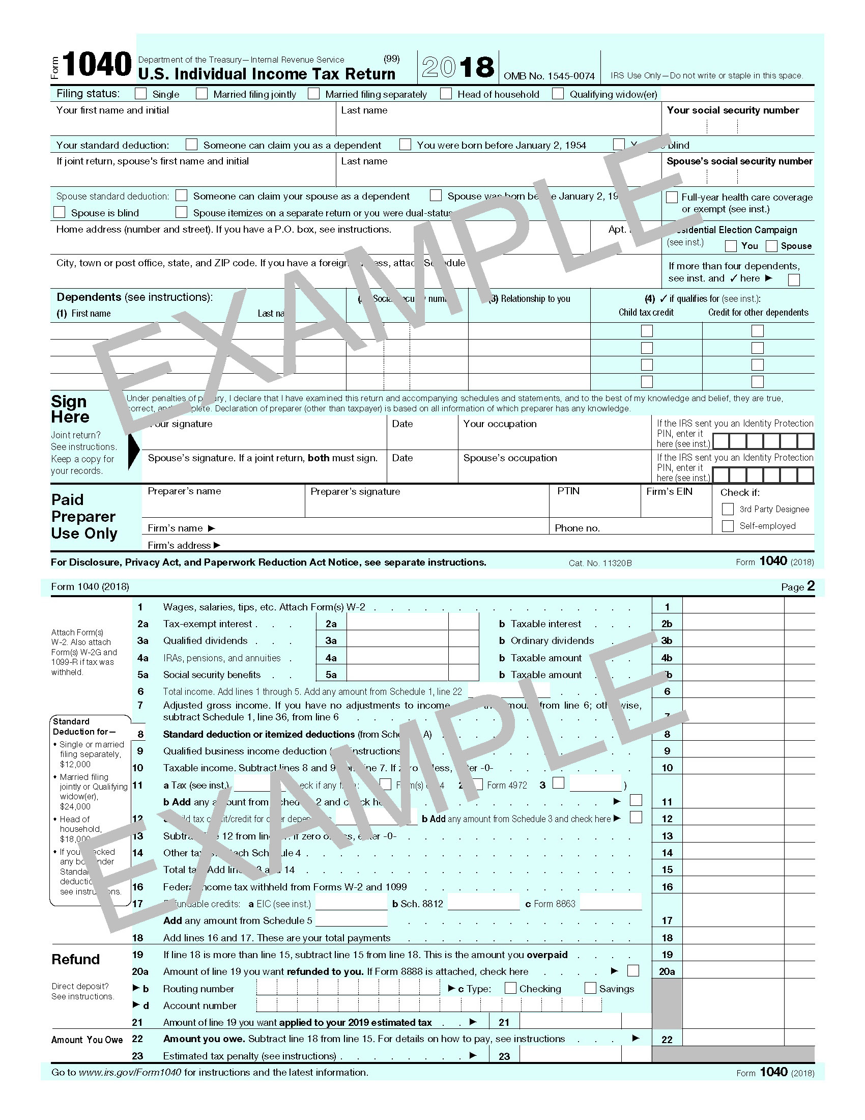 Federal 1040 Tax Form